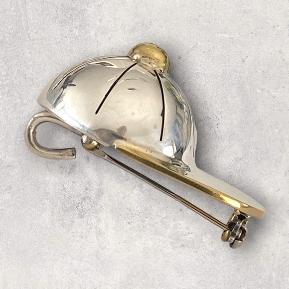 925 Mexico Sterling Silver Baseball Softball Sports Cap Hat Pendant Pin - Picture 2 of 4